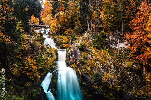 Fototapeta Naklejka Na Ścianę i Meble -  Beautiful Triberg Waterfalls in the colorful Black Forest of Germany during autumn.