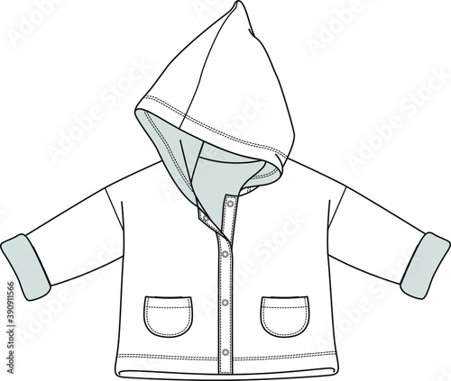 Vector hooded coat design for babies.