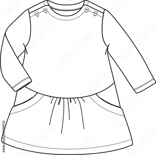 Vector dress design for baby girl.