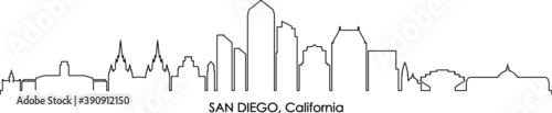 SAN DIEGO California SKYLINE City Outline Silhouette
