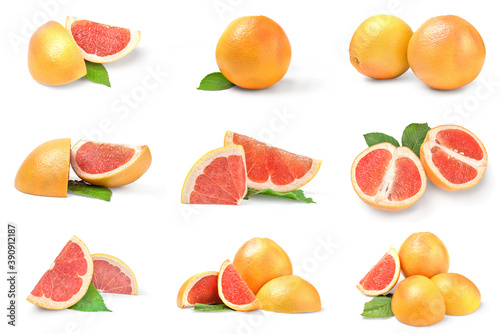 Set of grapefruit isolated on a white background cutout