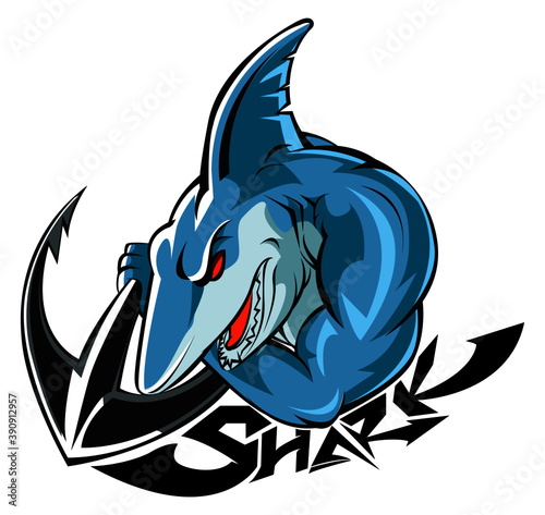 shark with anchor vector design