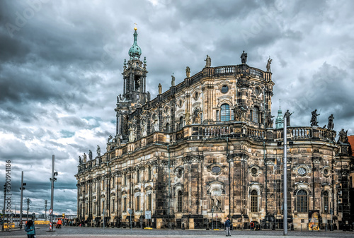 Hofkirche. Ancient severe Lutheran Cathedral in Dresden, Germany. A sample of German culture