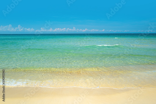 Photos Soft blue ocean wave on sandy beach. Ocean blue Background.