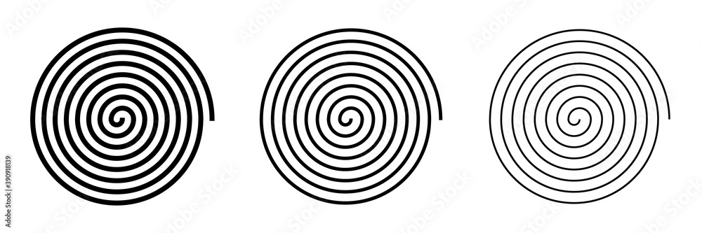 Spiral sign isolated on white background. Set of different size spirals for web and applications. Vector EPS 10 illustration.
