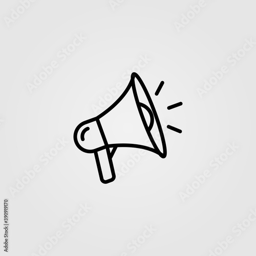 Megaphone, bullhorn line icon, outline vector sign. Loudspeaker symbol. Business, marketing announcement concept for online commerce websites. Vector illustration.