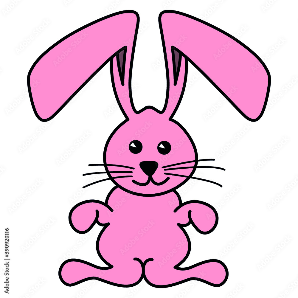 Fototapeta premium Pink fun cartoon bunny