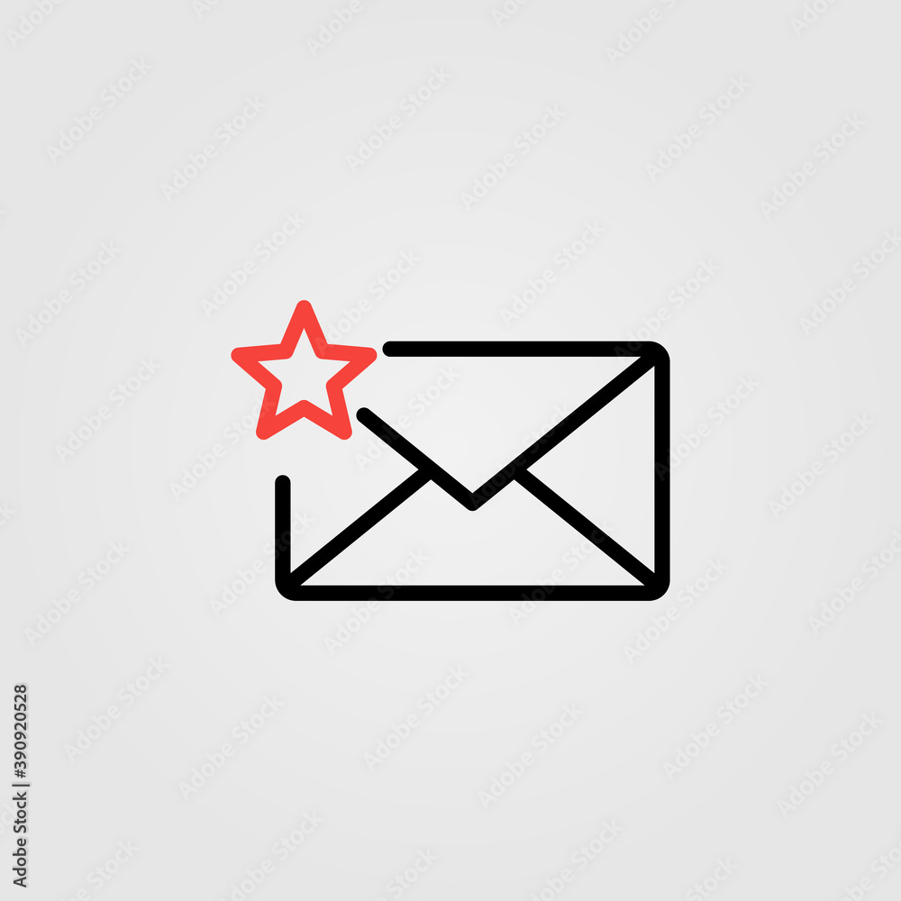 Letter envelope with star line icon. Feedback, email review, customer rating symbol. Vector illustration. Letter envelope with star line icon. Feedback, email review, customer rating symbol. Vector illustration.
