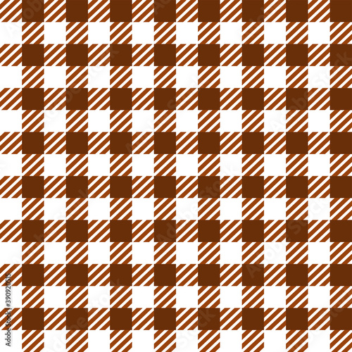 Brown White Gingham Lumberjack Buffalo tartan Checkered plaid seamless pattern. Texture for fabric, tablecloths, clothes, shirts, dresses, paper, bedding, blankets, quilts ,textile.Geometric design.