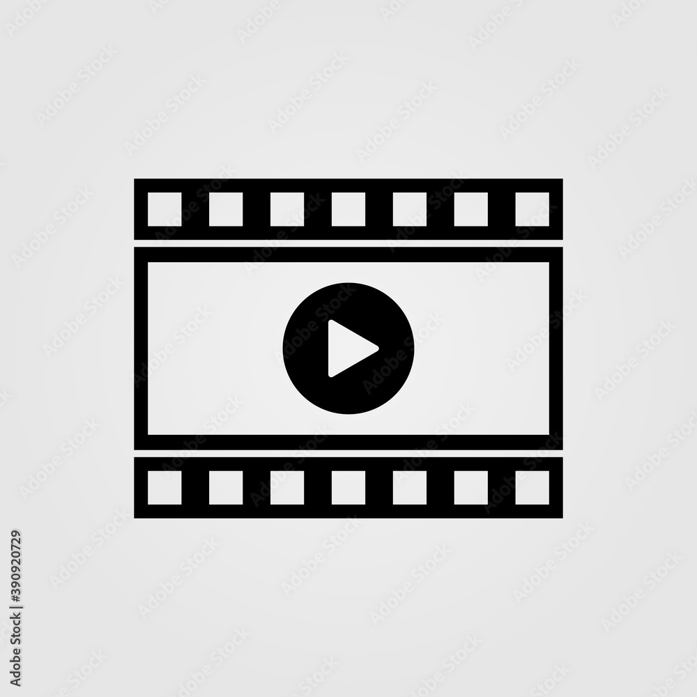 Video play icon. Movie player sign. Media player button, multimedia concept. Vector illustration. Video play icon. Movie player sign. Media player button, multimedia concept. Vector illustration.