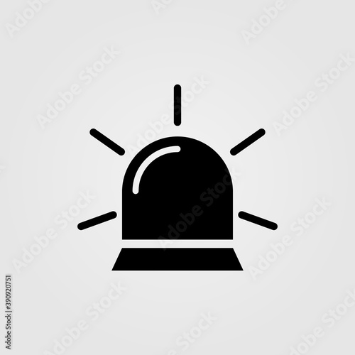 Siren vector icon isolated on white background. Police siren, security alarm signal symbol.