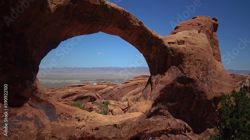 Oblique view of Double O Arch. Arches National Park, Utah, MOAB, USA photo