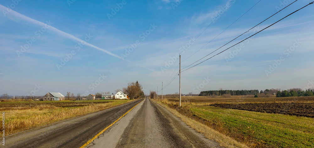 Country road in Quebec, Canada, in November