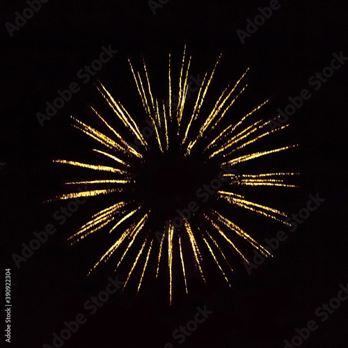Beautiful Golden frame of firework on black background