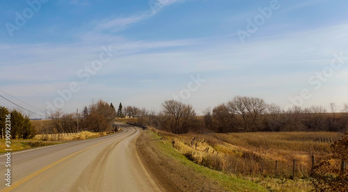 Country road in Quebec, Canada, in November