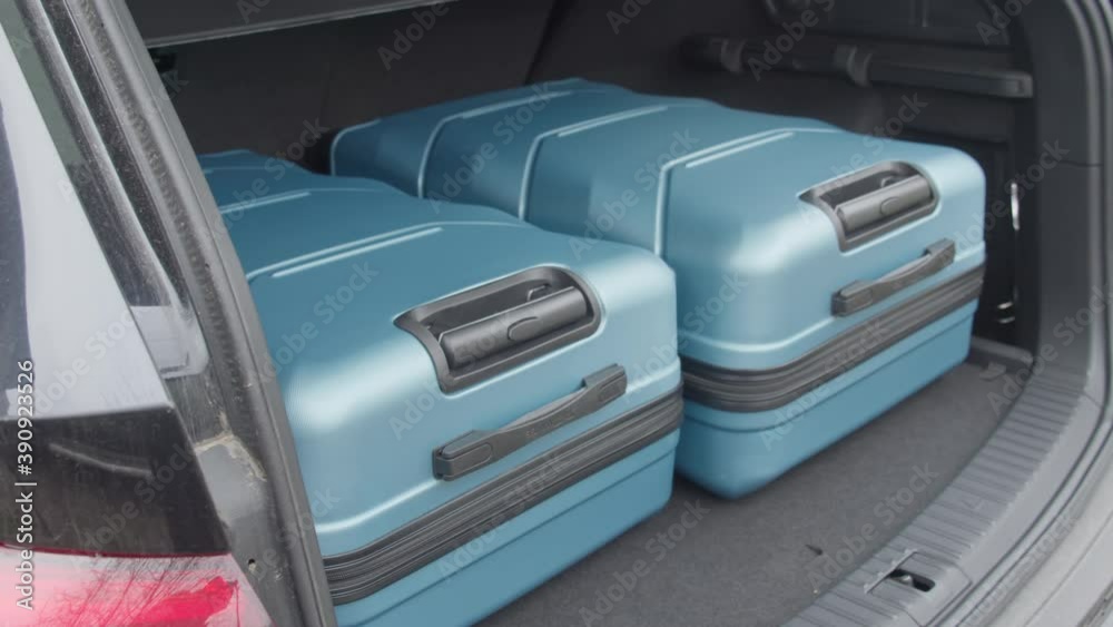 Travel and camping luggage packed in the car trunk Travel and camping luggage packed in the car trunk