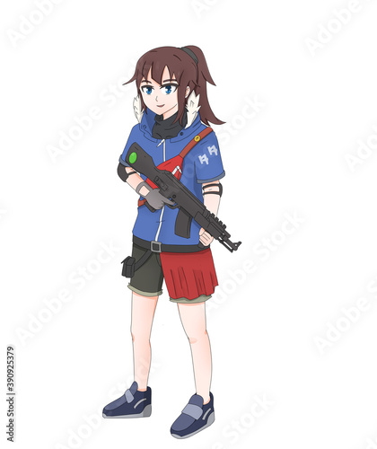 Street girl with her gun 