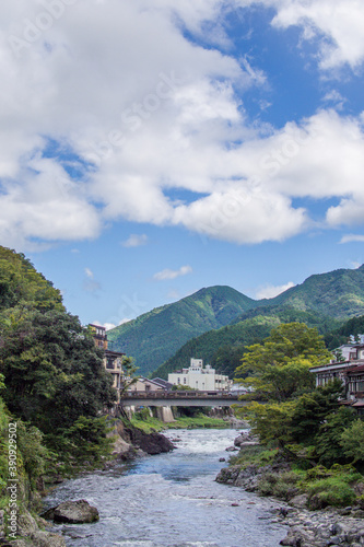 Yoshida River seen from Miyagase Bridge, Gujo City, Gifu Prefecture photo