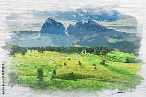 Watercolor painting of Alpe...