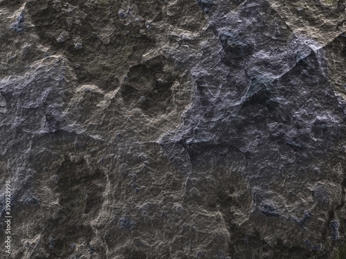 3d illustration, texture of rough spotted stone, gray-brown granite surface close up