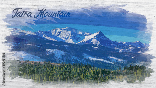 Blue sky, snowy mountain an...