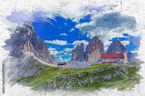 Tre Cime and Dreizinnen hut...