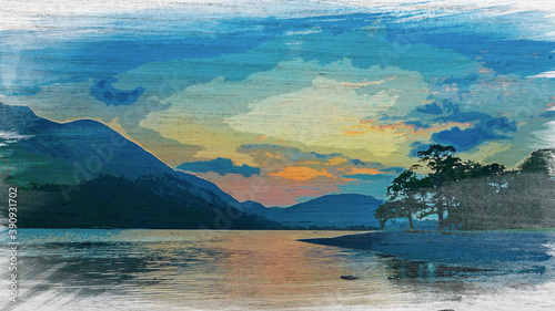 Watercolor painting of dusk...