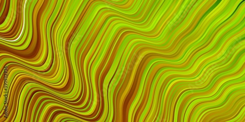 Light Green  Yellow vector pattern with curves.