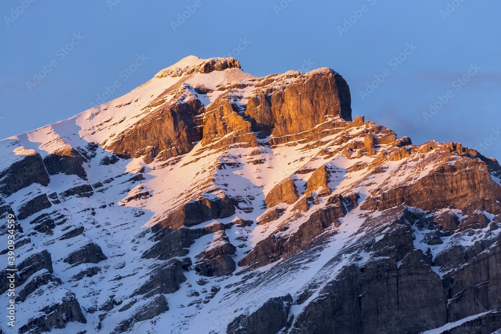 Snowy Cascade Mountain Peak Landscape, a Famous Landmark in Banff National Park, Canadian Rocky Mountains