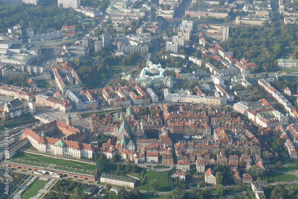 Aerial view of Warsaw Old Town