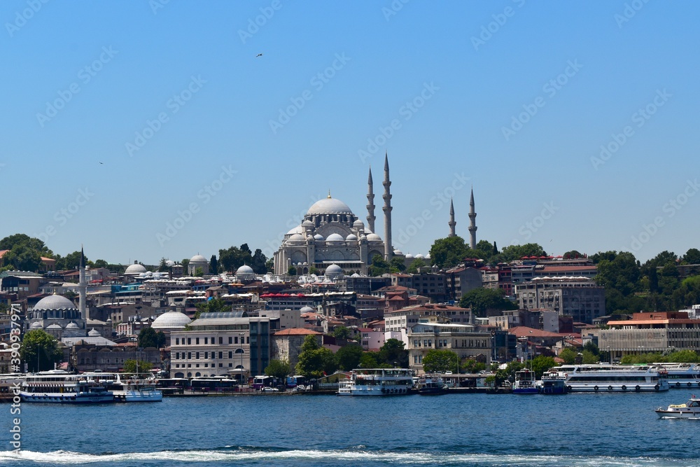 Naklejka premium Panoramic view of the Historic Peninsula in Istanbul, Turkey, July 2018