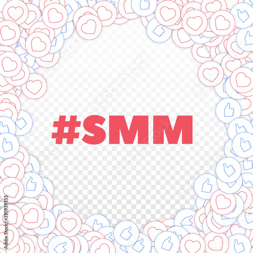 Social media icons. Smm concept. Falling scattered