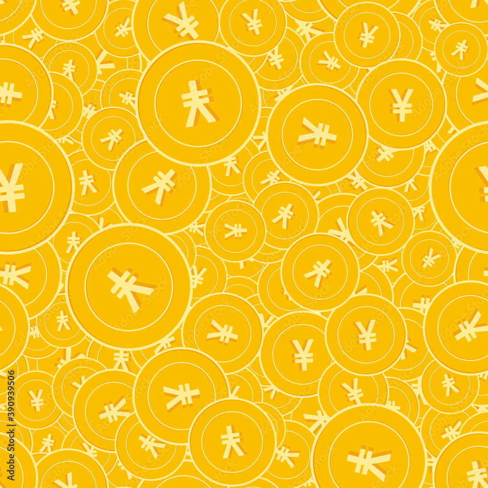 Chinese yuan coins seamless pattern. Juicy scatter Chinese yuan coins seamless pattern. Juicy scatter