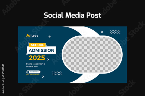 Admission School Web Banner Template Design in Vector