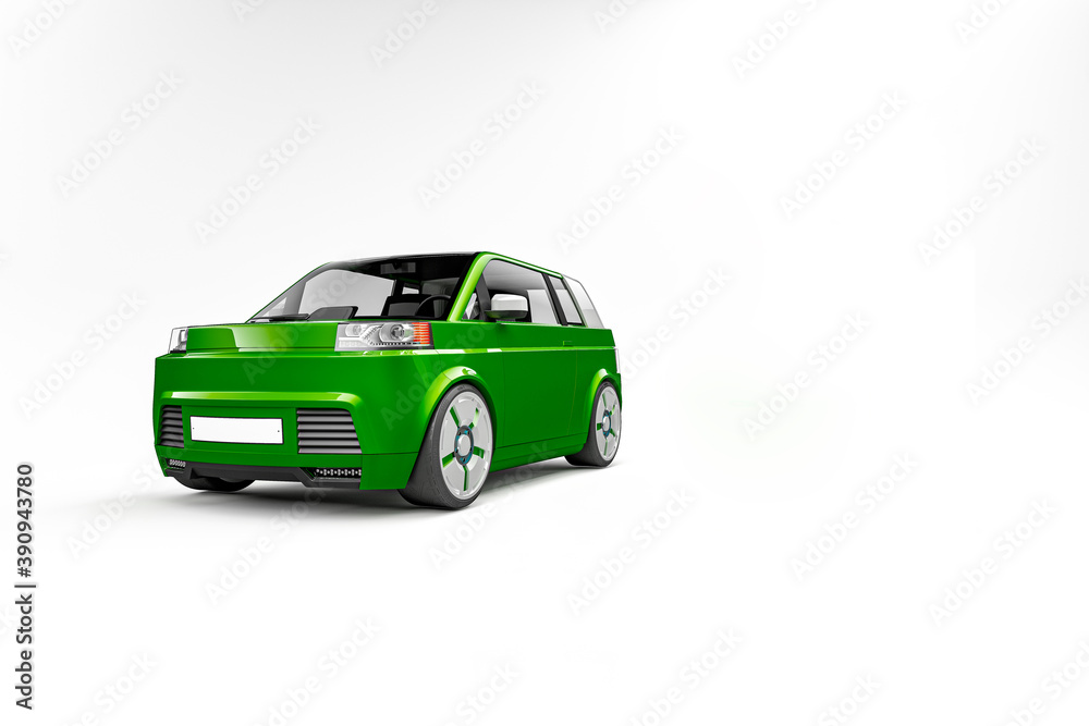 green toy car. green car isolated on white background. Generic Electric Car, Hybrid Vehicle, Futuristic City Car, Alternative Fuel Vehicle, Electric Vehicle Charging Station, In White Background