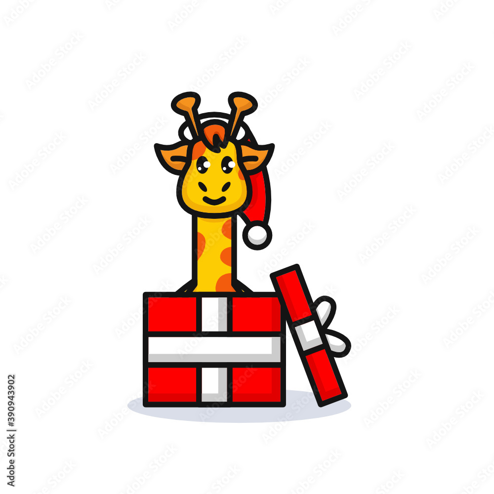 Fototapeta premium Christmas Giraffe cute mascot design costume