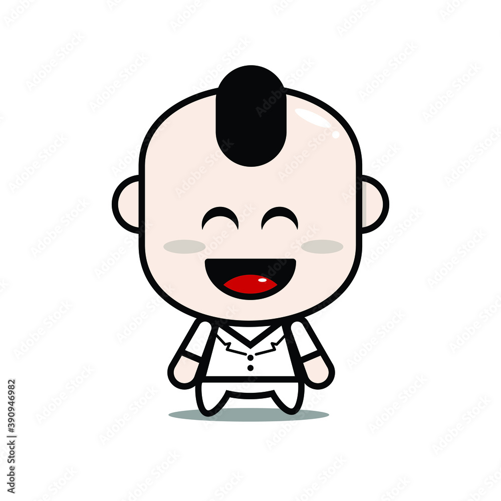 Obraz premium vector of cute person laughing wearing white coat