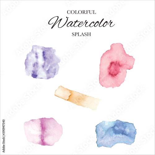 Hand painted colorful watercolor splash set