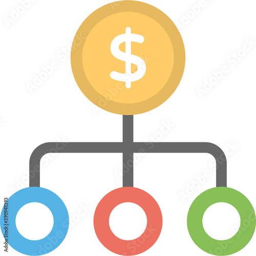  Financial hierarchy and dollar symbol flat vector icon 