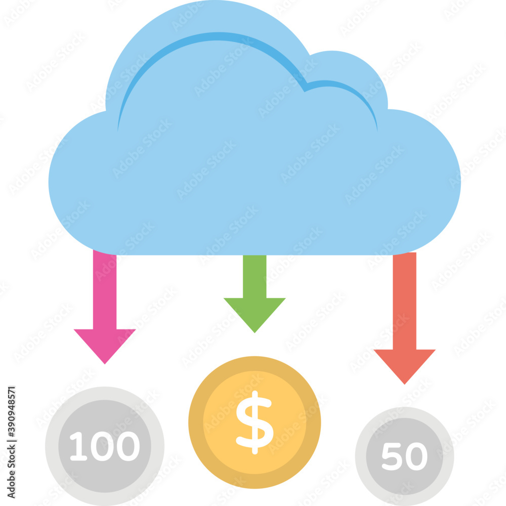 Flat vector icon of a cloud and money symbolising remote earnings
Flat vector icon of a cloud and money symbolising remote earnings