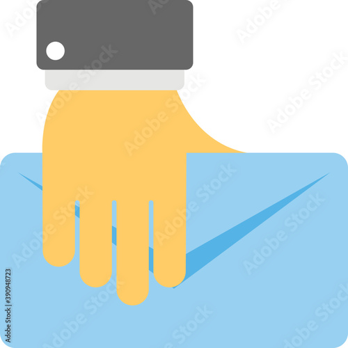 
A hand  held envelope denoting vote casting process 
