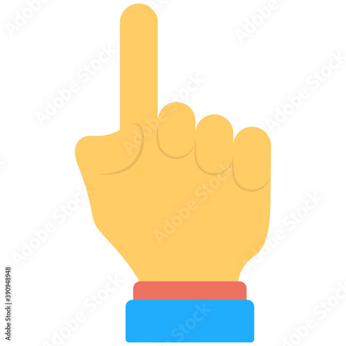 
Pointing index finger upwards while rest are closed
