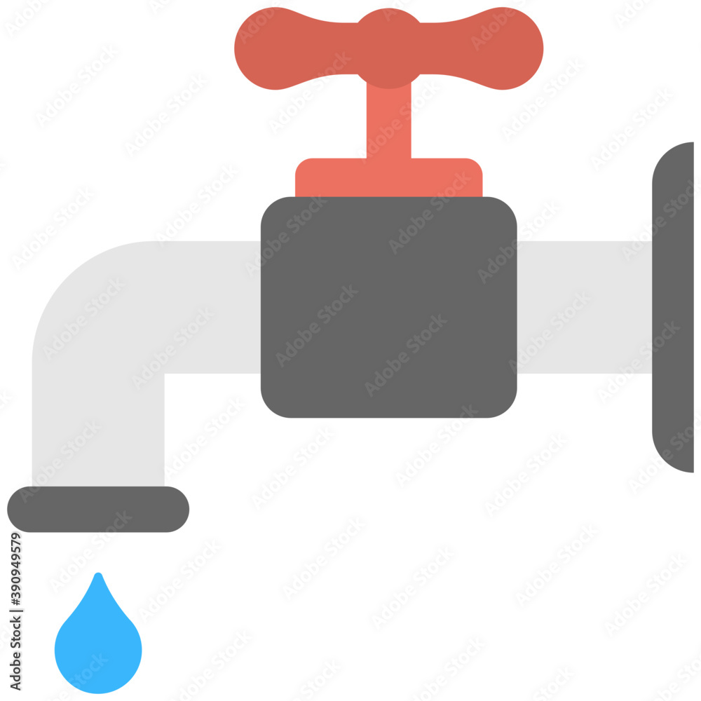 An open water tap with water drop
An open water tap with water drop