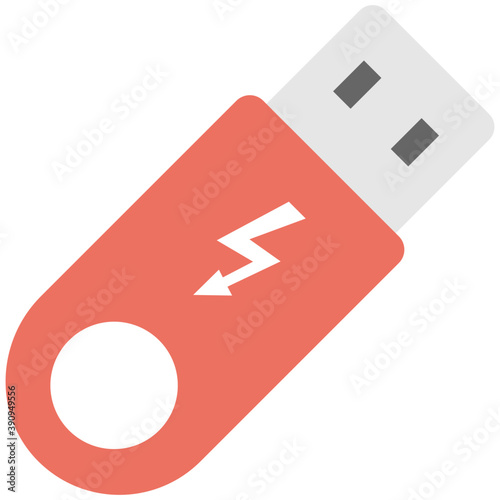 
A flat design icon of usb storage flash drive 
