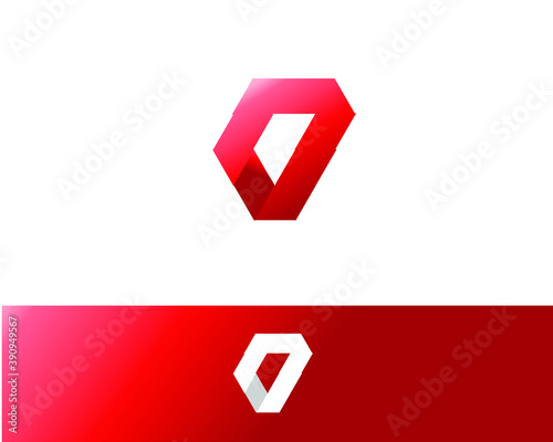 Abstract 3d logo design technology business identity creative modern red color bright gradient tech company brand element pictogram mark shape