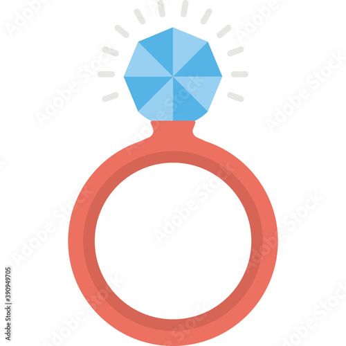 
A beautiful ring with shining ruby flat design icon
