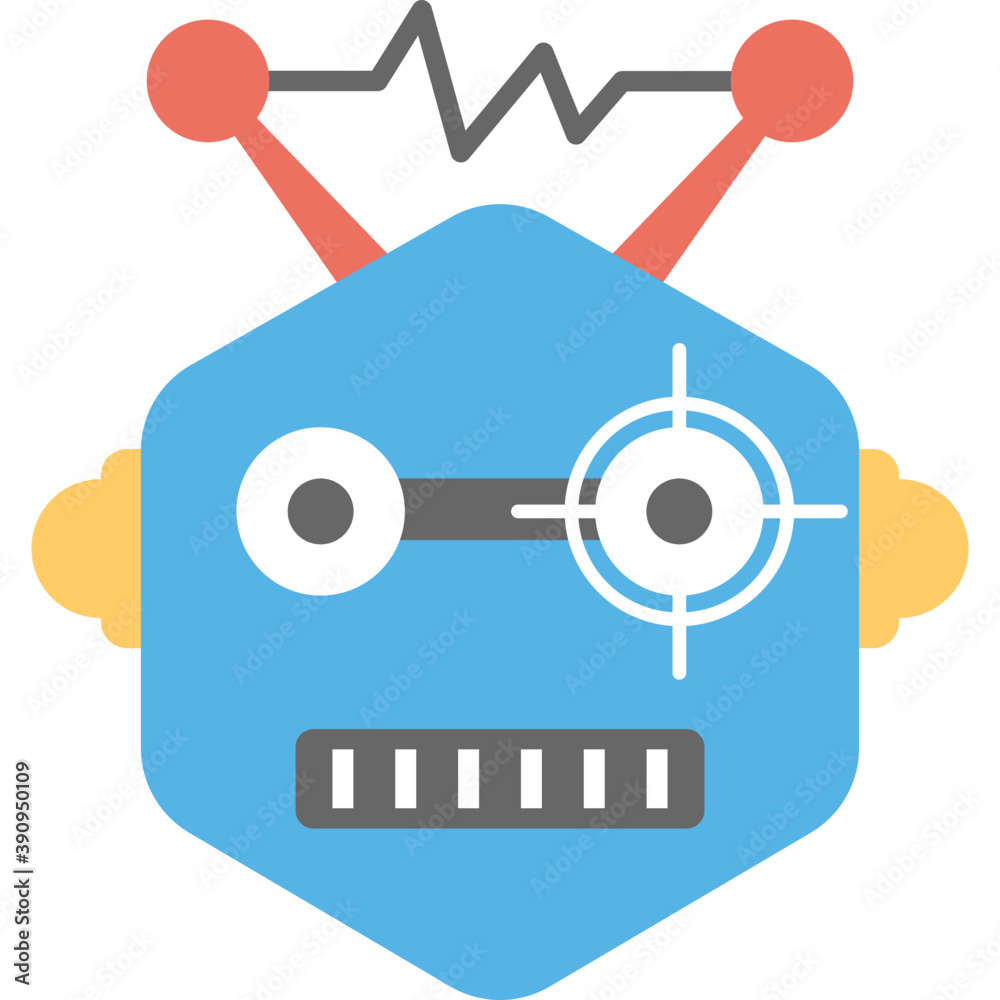 
Flat vector icon design of robot face emoji

