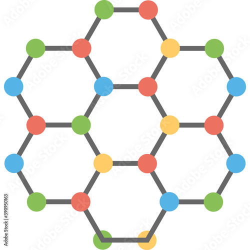 

A set of colorful molecules interconnected, molecular network flat icon
