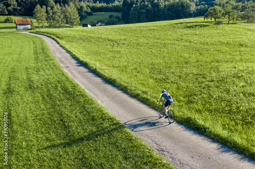 droneview of a cyclist photo