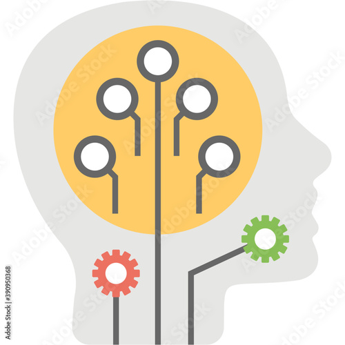 
Abstract artificial intelligence, flat vector icon of a neural network 

